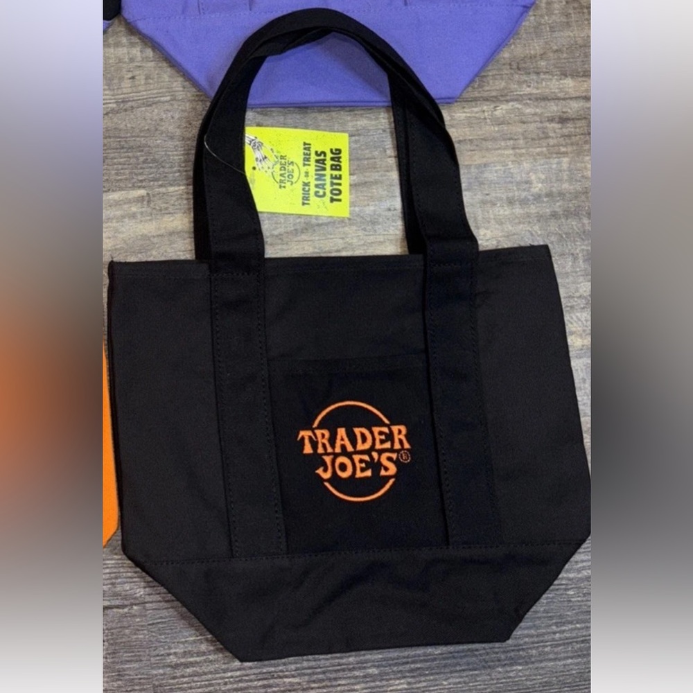Trader Joe’s Black Mini Canvas Tote Bag NWT
